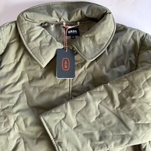 Bass Outdoor Womens Small Olive Quilted Long Sleeve Jacket Patch Pocket Snap NEW